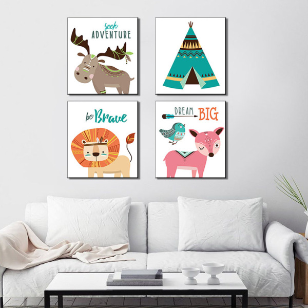 Wall art home decoration painting kits, modern cartoon animal painting set, printed type canvas wall painting