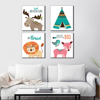 Wall art home decoration painting kits, modern cartoon animal painting set, printed type canvas wall painting