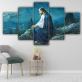 Jesus Blue Background 5 Canvas Wall Art Combination Painting Home Decoration Oil Painting