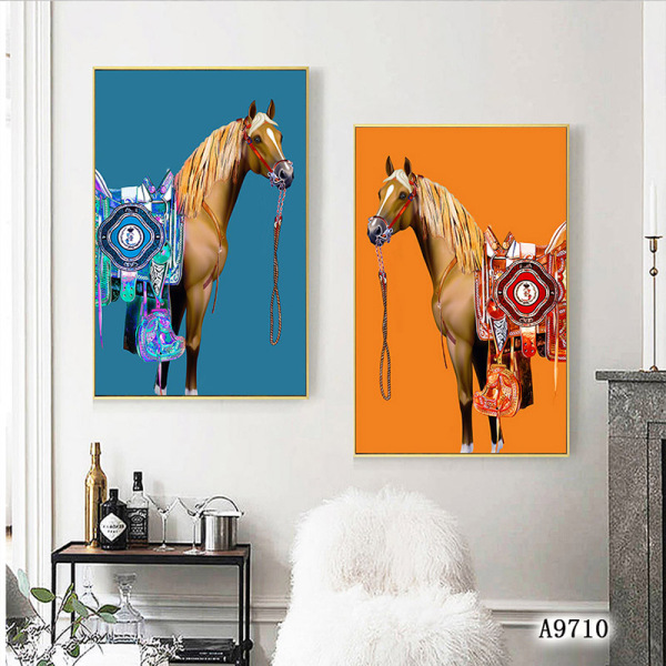 Modern Frameless Galloping Horse Chinese Style Printing Wall Art Home Decoration 2 Living Room Painting