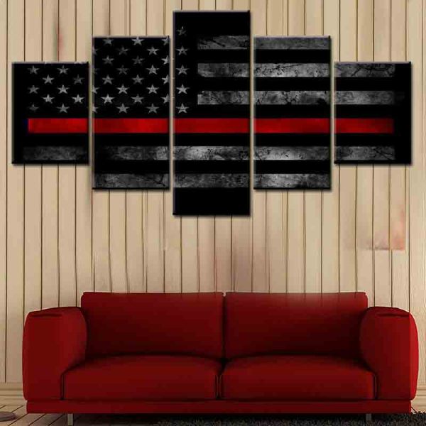 Modern Frameless Canvas American Black Background Star Stripe Flag Printing Wall Art Home Decoration 5 Pictures of Living Room