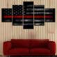Modern Frameless Canvas American Black Background Star Stripe Flag Printing Wall Art Home Decoration 5 Pictures of Living Room