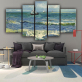 Landscape oil painting sea sailing boat canvas painting wall decoration print art 5 panel canvas painting