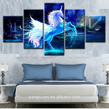HOT SALE 5 pieces Fashion Wall Art Painting Dreamy Unicorn For Living Room or Bed Room (No frame)