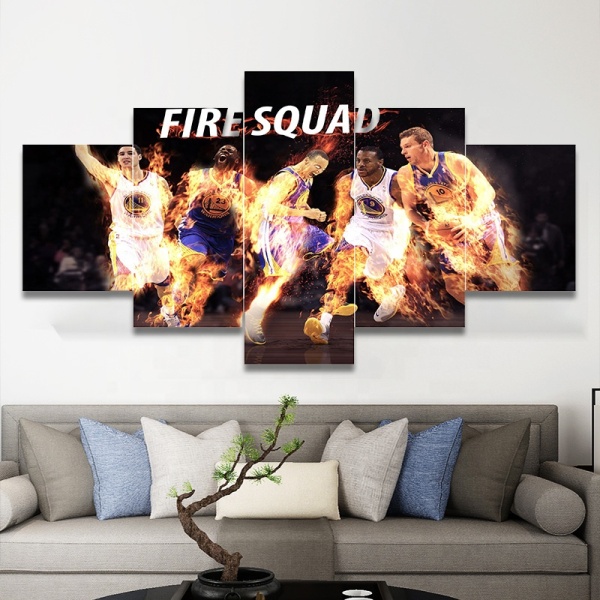 Attractive Style fire squad basketball poster canvas Art Painting, Home Decoration Print Canvas Art 5 Piece Set Painting