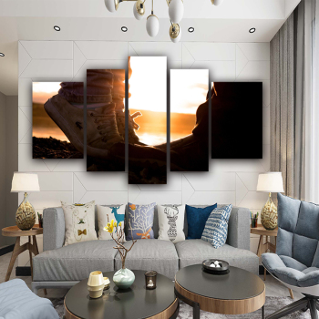 Custom home decoration the setting sun beautiful living room picture prints 5 panel wall art canvas painting