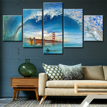 High quality art paintings print bridge under the waves theme print oil painting High quality art paintings print bridge under the waves theme print oil painting