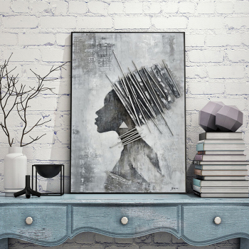 Mujeres africanas arte pintura al óleo cartel blanco y negro e impresión retrato pintura decorativa para sala de estar