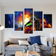 5 panels print superman art canvas paintings Modern cool fighting oil painting Home decor