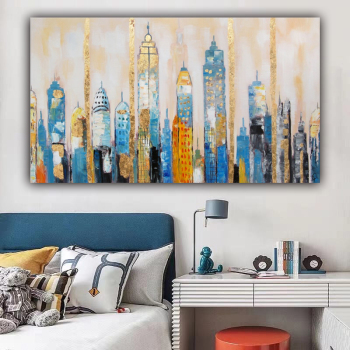 Fantastic artistic artwork abstract modern urban landscape handmade art oil painting