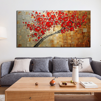 New handmade Modern Canvas on Oil Painting Palette knife Tree 3D Flowers Paintings Home living room Decor Wall Art