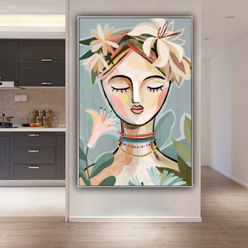 Handmade Texture Oil Painting Beauty with eyes closed Abstract Art Wall Pictures Decoration