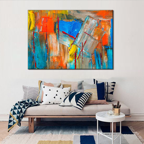 100% personalizado, pintura naranja, lienzo, arte de pared, lienzo abstracto, pinturas al óleo para decoración del hogar