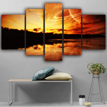 Modern Canvas 5 Panel Hot Scenery in the setting sun Broad mood Wall Art Poster HD Print Painting Pictures