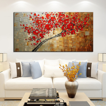 New handmade Modern Canvas on Oil Painting Palette knife Tree 3D Flowers Paintings Home living room Decor Wall Art