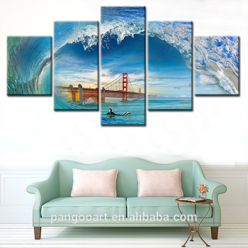 5 paneles lienzo pintura hermosa mar pared arte pintura moderna decoración del hogar imagen para sala de estar