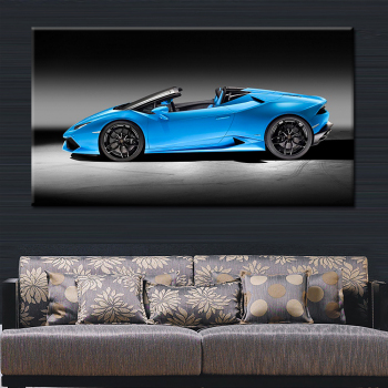 Без рамы одиночная панель синяя картина холста искусства стены спортивного автомобиля для оформления спальни