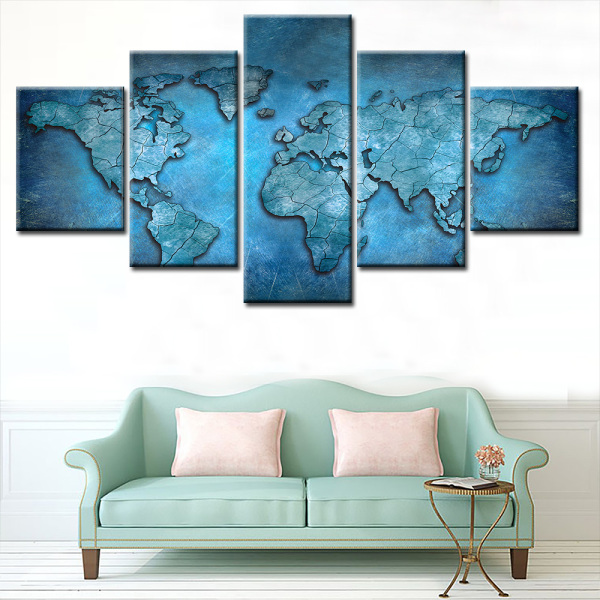 Diseño personalizado decoración de la pared del hogar placa de tierra azul tema pintura al óleo impresión en lienzo pintura personalizada