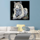 High end rolled packing lovely white tiger animal painting, hanging canvas art painting without frame