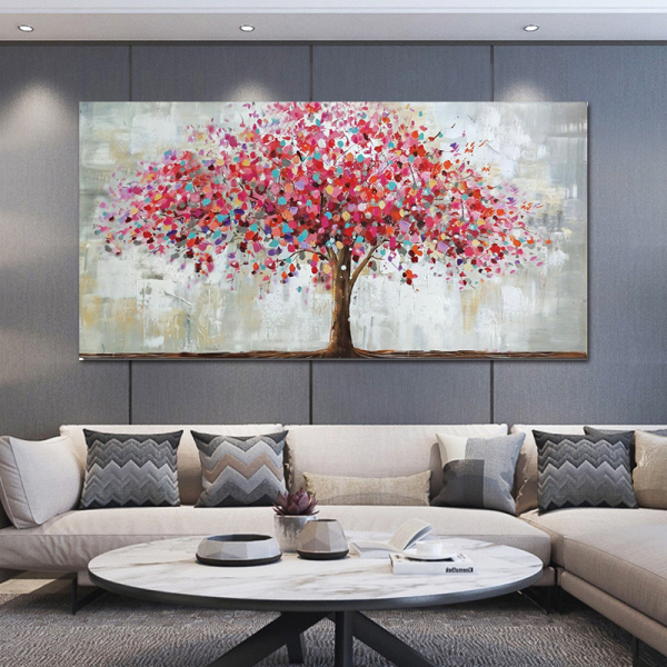 Large Modern Abstract Colorful Tree Handpainted Oil Painting Handmade Canvas Painting Home Wall Decor No Frame
