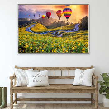 Custom Fire balloon Picture Printed Beautiful Wall Art Painting Canvas Art Decor Bathroom Set Print Painting