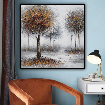 handmade oil painting A deciduous forest  Thick texture home decor  Wall Decoration