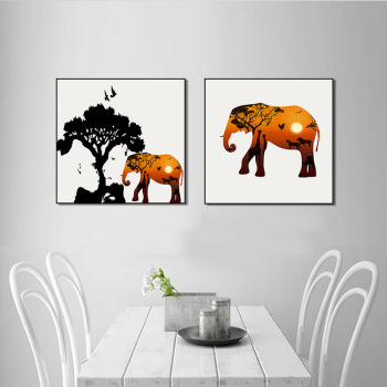 Modern Frameless Elephant Wall Artist Painting Oil Painting 2 Drawing of Living Room