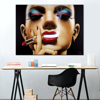 Europäische Make-up weibliche Porträt Ölgemälde Kunstdruck Wand Poster Home Dekoration Figur abstrakte Ölgemälde Sprühmalerei