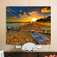 Custom landscape setting sun with sea scenic art canvas oil painting, home wall decor crafts printed canvas painting