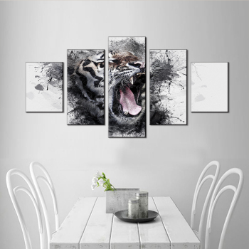 Оптовая продажа, 5 панелей, картина с изображением тигра, холст, современные абстрактные картины с изображением животных для гостиной, офиса, рождественское украшение