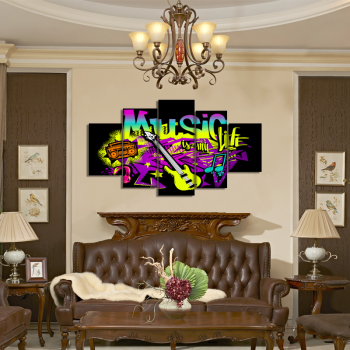 Professional Supplier Room Decor Modern Canvas Prints, Abstract Guitar Instrument Painting
