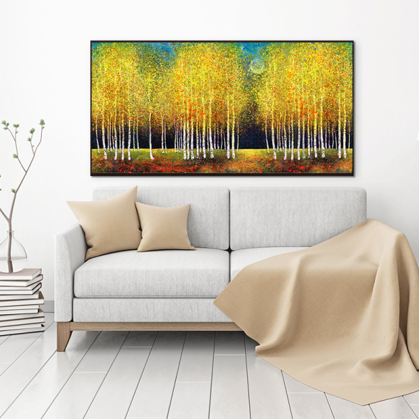 Modern Abstract Yellow Trees Picture Decoration Print Canvas Painting Art Deco Painting