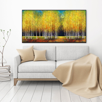 Modern Abstract Yellow Trees Picture Decoration Print Canvas Painting Art Deco Painting