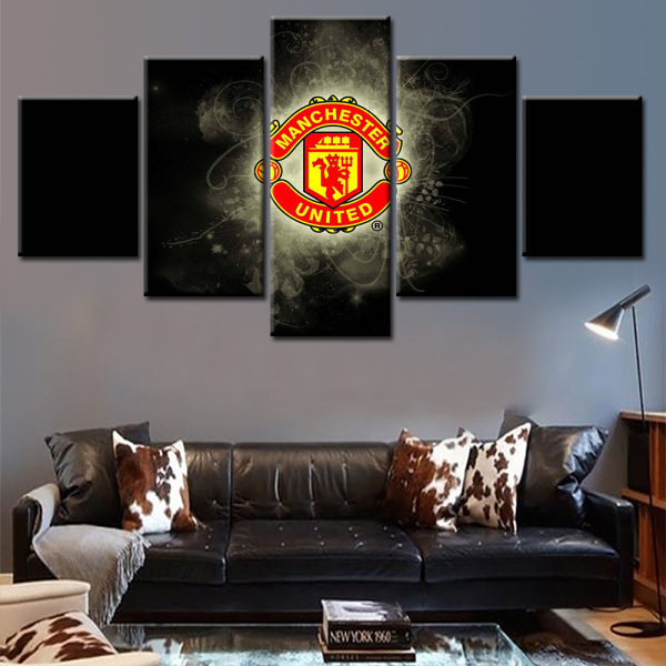 British Football Team Sports Spirit Unity Victory Black Background Red Team Emblem 5 Wall Art Home Oil Painting Spray Painting