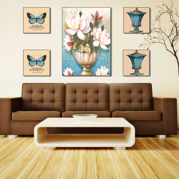 5 piezas de pintura de lienzo de arte de flor de estilo Thangka navideño para la venta moderna mariposa PrintArtWall decoración del hogar sin marco