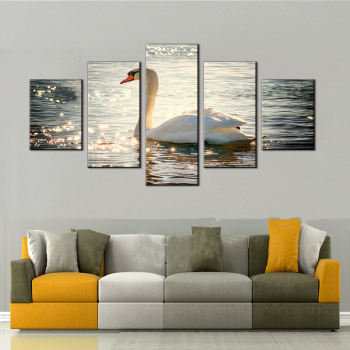 5 pièces affiche de paysage marin imprimer White Swan peinture sur toile pour la décoration de Noël de salon