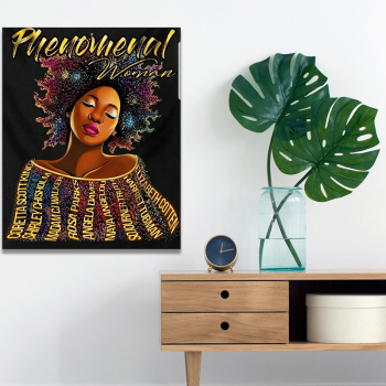 Africa hot sale wall decorative portrait Fashionable black woman beautiful hair frameless canvas oil painting wall painting