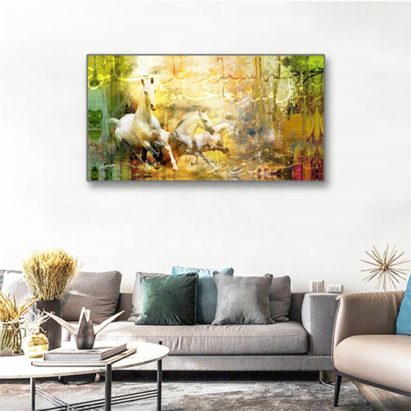 New Arrival Muslim Horse Canvas Painting,  Animal Wall Art Modern Abstract Paintings For Home Decoration