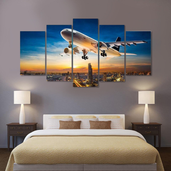 Custom design modern city airplane mural interior decoration modern canvas printing