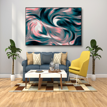 Pintura al óleo abstracta de la lona del chorro de tinta del arte de la pared del salón del cartel de la imagen distorsionada del caos de la decoración del hogar