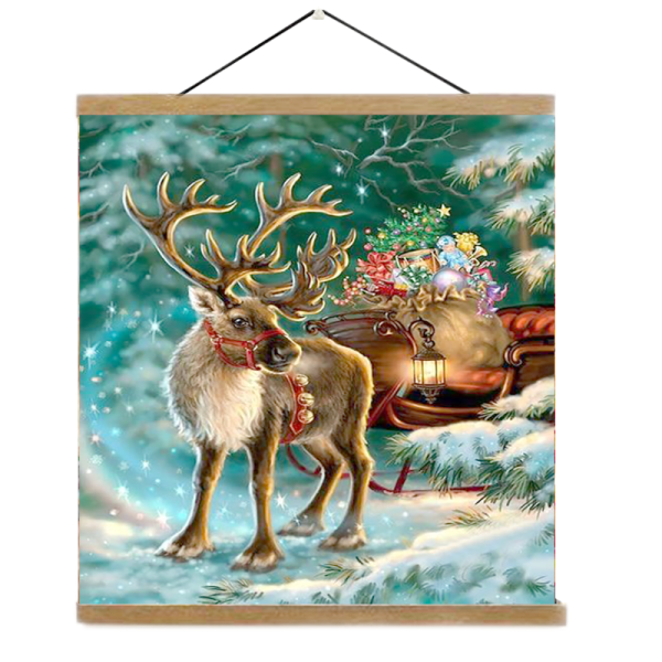 Christmas deer Oil painting by digital canvas painting for living room wall artist residence decoration