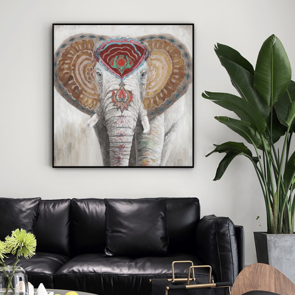High Quality Animal Art Handmade African Elephant home Oil Painting on Canvas