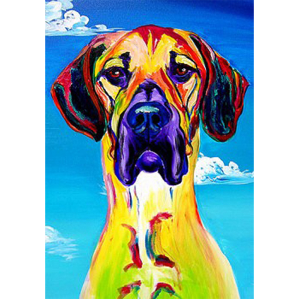 Wholesale Custom Dog Animal home accessories Framed Canvas Painting  handmade Oil Painting for home decor