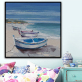 handmade oil painting Boats on the beach Thick texture home decor  Wall Decoration