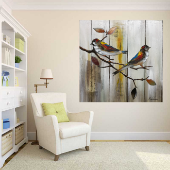 Hot selling handmade picture oil painting hummingbirds theme floral canvas painting custom printing