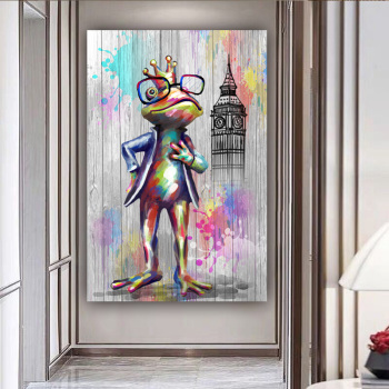 New products wholesale wall art custom frog king photo picture prints original products animal canvas painting
