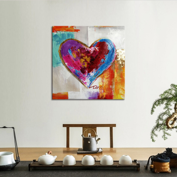 handmade oil painting loveheart Thick texture home decor Wall Decoration