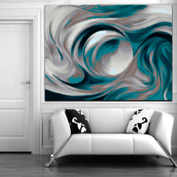 Chaos abstrait bleu et blanc décoration de la maison affiche salon mur Art toile peinture à l'huile