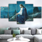Jesus Blue Background 5 Canvas Wall Art Combination Painting Home Decoration Oil Painting