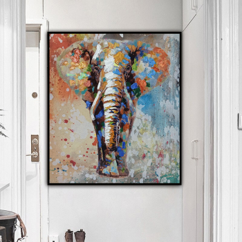 Handmade Texture Oil Painting Giant elephant Abstract Art Wall Pictures for Home Office Decoration